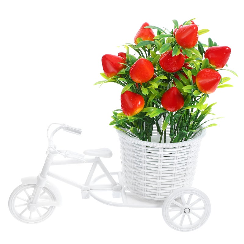 1 Set of Artificial Flower with Bike Basket Simulated Strawberry Flower Decoration Artificial Flower - Image 5