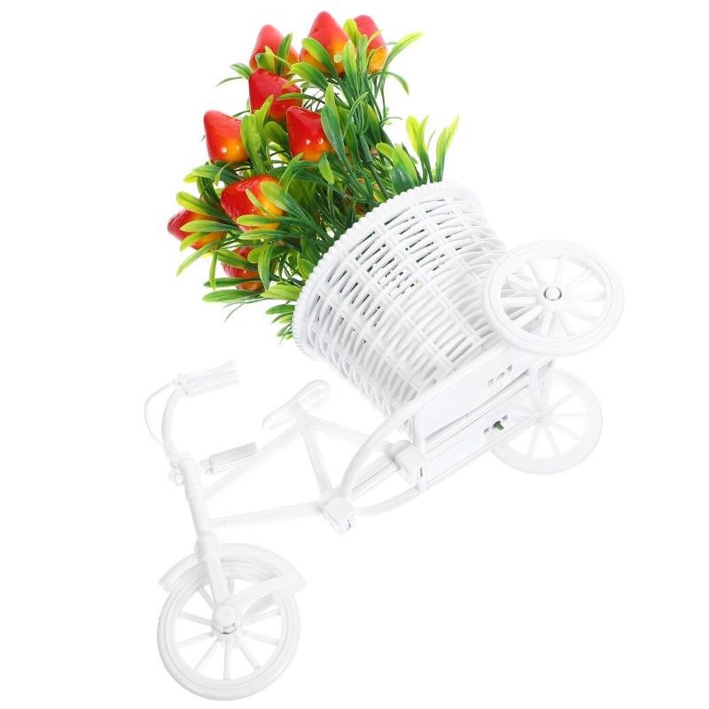 1 Set of Artificial Flower with Bike Basket Simulated Strawberry Flower Decoration Artificial Flower - Image 3