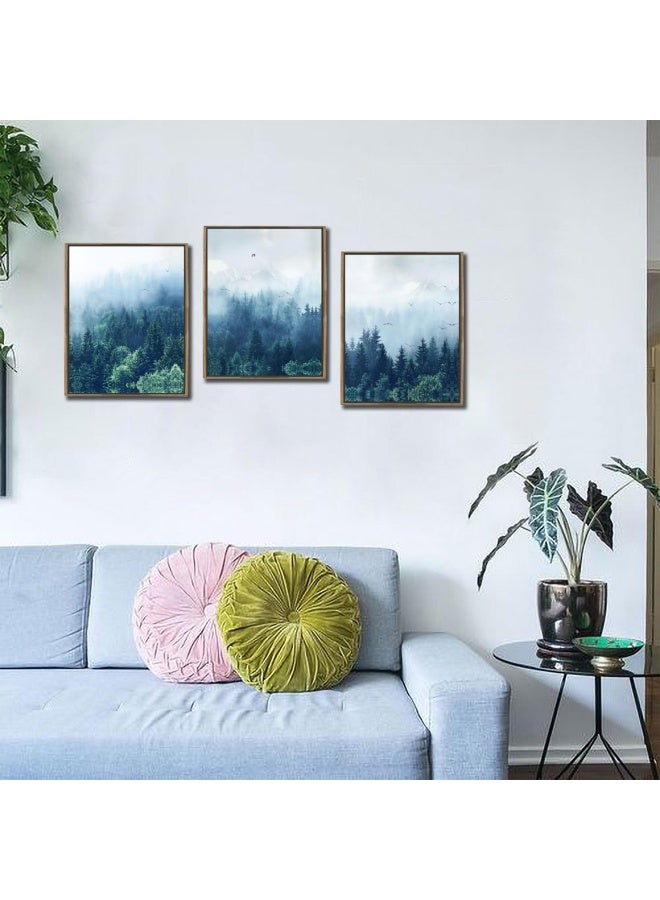 Arjun Natural Forest Canvas Wall Art Misty Mountain Indigo Picture - Image 2