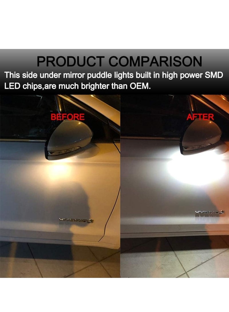 Vierex Led Side Under Mirror Puddle Light for Ford F-150 Expedition Explorer Edge Flex Fusion Taurus X Lincoln Mercury Mirror Signal Lamp Indicator Waterproof Bright Replacement Accessories 2 pcs White - Image 3