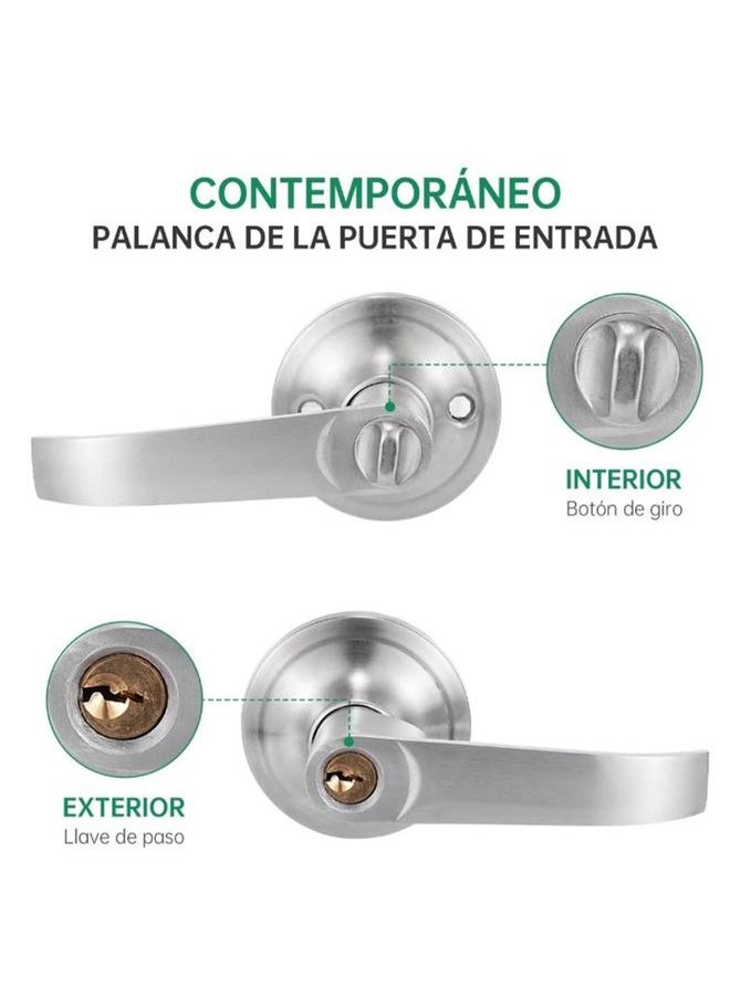 Thoraya 30 to 50mm 2 Industrial Door Handle Lock 3 Levers Silver Copper and Stainless Steel Privacy Door Lever Lock for Bathroom  - Image 4