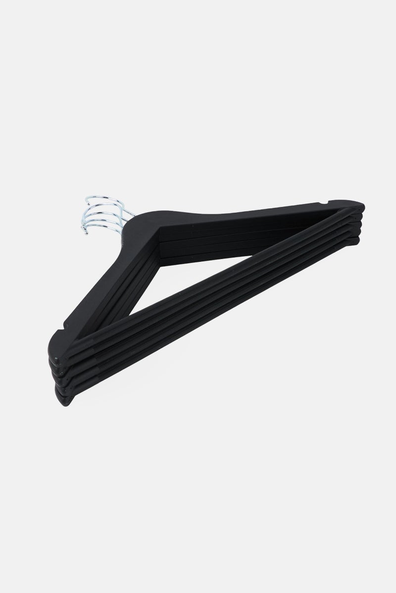 LIFESTYLE 5 Pieces Non-Slip Rubberized Hangers Set, Black - Image 1