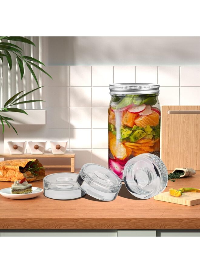 Fermentation Glass Weights with Easy Grip Grooved Handles Heavy Fermenting Lids Kit For Wide Mouth Mason Jar (Glass Weight-4Pcs) - Image 5