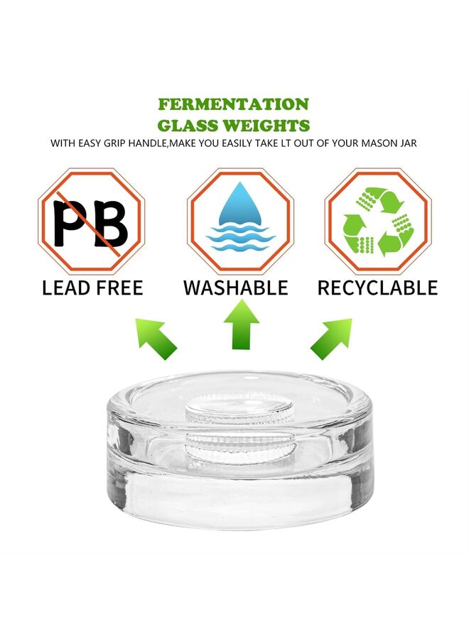 Fermentation Glass Weights with Easy Grip Grooved Handles Heavy Fermenting Lids Kit For Wide Mouth Mason Jar (Glass Weight-4Pcs) - Image 3