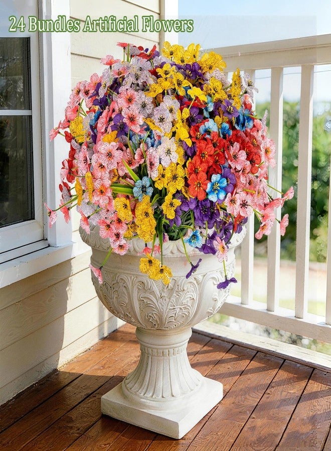PADONISE 24 Bundles Artificial Flowers for Outdoor Indoor Decor, Fake Silk Flower Plastic Stems UV Resistant for Hanging Plants Spring Summer Bouquet Vase Porch Window Box Wedding Farmhouse Garden - Image 2