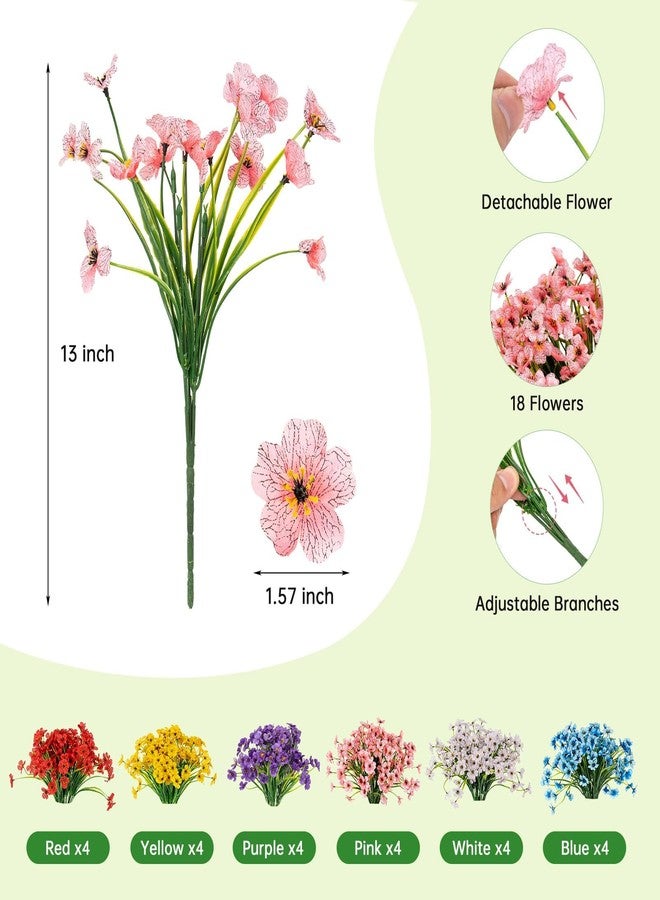 PADONISE 24 Bundles Artificial Flowers for Outdoor Indoor Decor, Fake Silk Flower Plastic Stems UV Resistant for Hanging Plants Spring Summer Bouquet Vase Porch Window Box Wedding Farmhouse Garden - Image 3