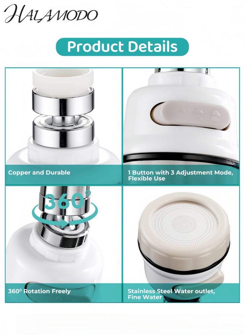 HALAMODO Splash-Proof Water Tap Filter Faucet White/Beige/Black 8.5x5.3x5.3cm - Image 4