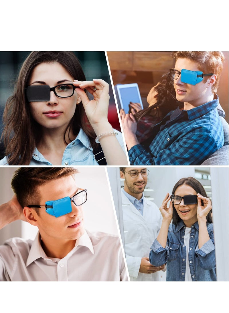 SYOSI Eye Patches for Adults Eye Patch for Glasses Silk Patch for Lazy Eye Amblyopia Strabismus and After Surgery Black + Blue - Image 5