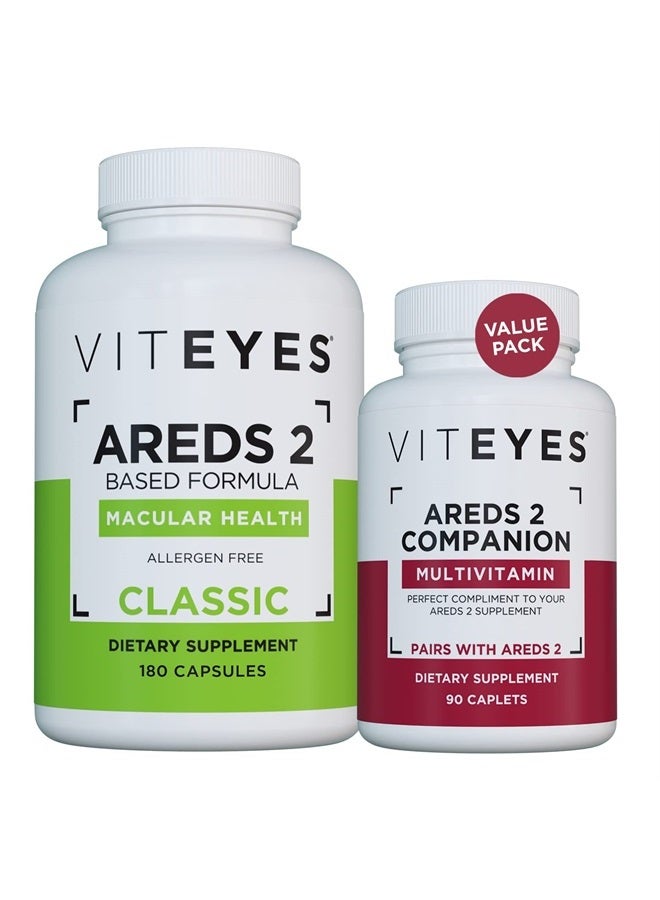 Viteyes AREDS 2 Capsules and Viteyes Multivitamin AREDS 2 Companion, Single Daily Dose Eye Vitamins, 3 Month Supply - Image 1