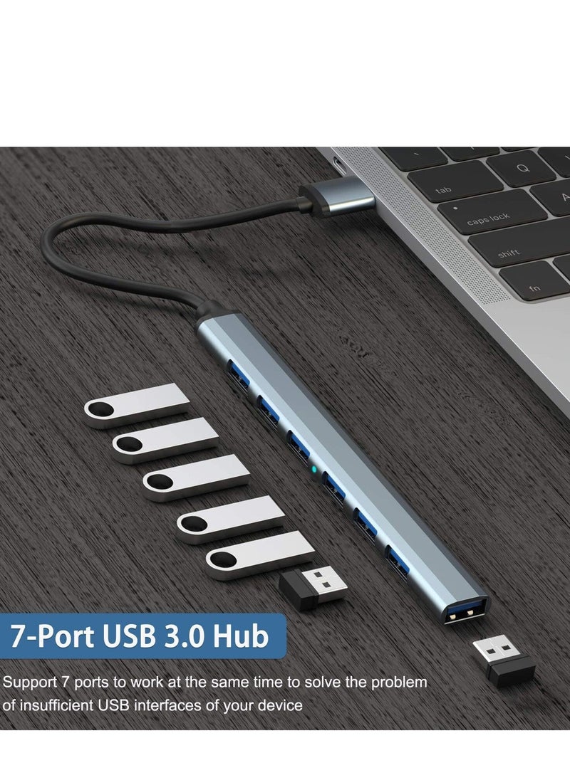 General - USB C Hub 3.0 with 7 Ports,Aluminium USB C to USB Hub 3.0 USB Splitter for Mac Pro, iMac, iPad Pro,Chromebook, Pixelbook,Dell XPS, Samsung and More Type C Devices - Image 1