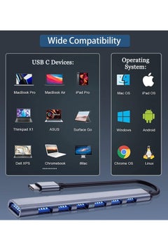 General USB C Hub 3.0 with 7 Ports,Aluminium USB C to USB Hub 3.0 USB Splitter for Mac Pro, iMac, iPad Pro,Chromebook, Pixelbook,Dell XPS, Samsung and More Type C Devices  - Image 4