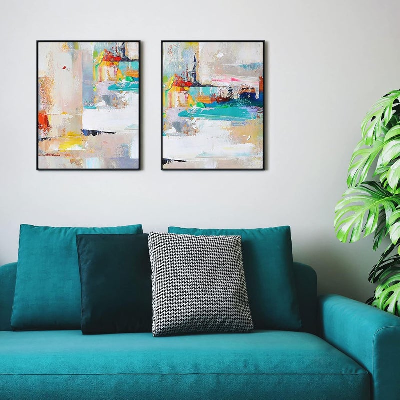 FOLKOR 8x12 Canvas Floater Frame, 2 Pack Complete with 0.9' Deep for Oil Paintings Art Prints Artwork, Floating Frame for Landscape Portrait Room Wall Decor (Black) - Image 2