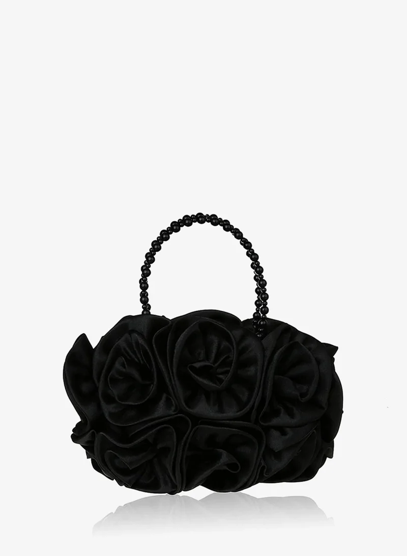 Sunfere Satin Rosettes Pearl Handbag