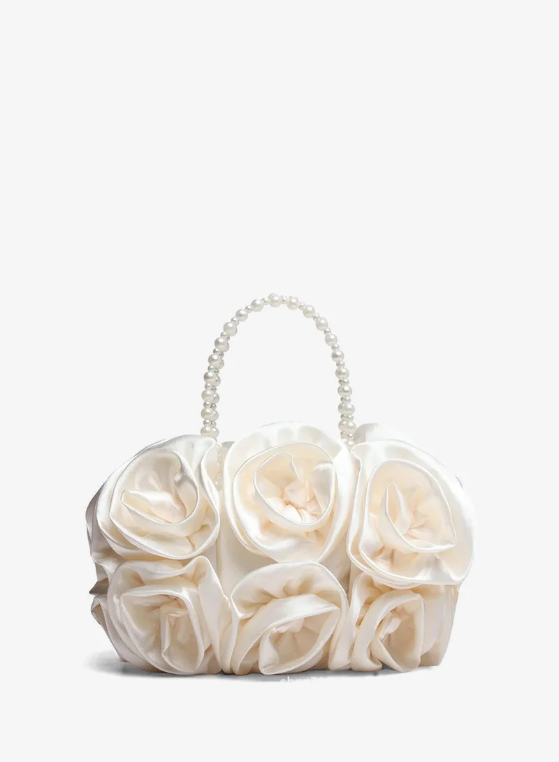 Sunfere Satin Rosettes Pearl Handbag