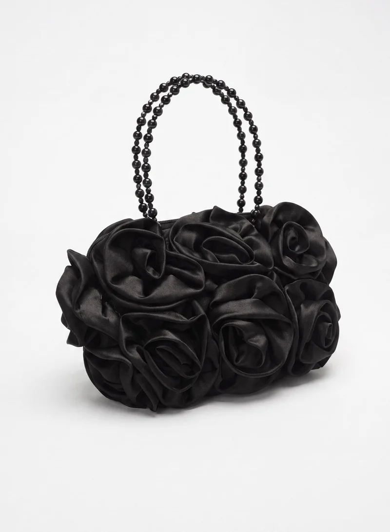 Sunfere Satin Rosettes Pearl Handbag