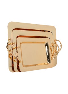Alsaif Gallery A Rectangular Wooded Gilded Steel Tofa Set 3 Piece  - Image 2