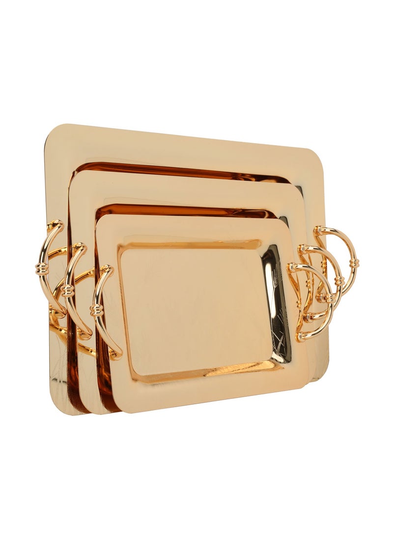 Alsaif Gallery A Rectangular Wooded Gilded Steel Tofa Set 3 Piece  - Image 2