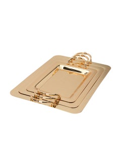 Alsaif Gallery A Rectangular Wooded Gilded Steel Tofa Set 3 Piece  - Image 1
