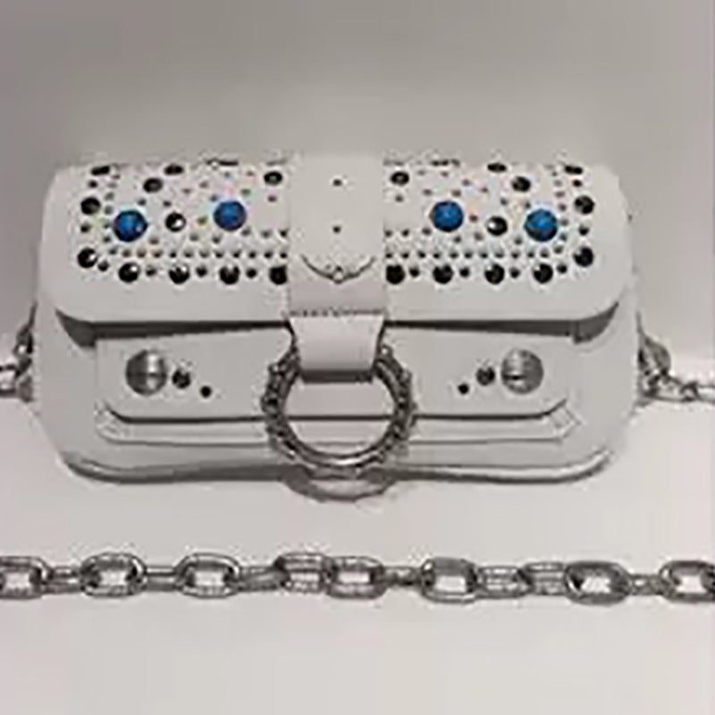 Zv Bag French Design Rivet Circle Simple Versatile Chain Shoulder Crossbody Small Square Bag Mini - Image 1