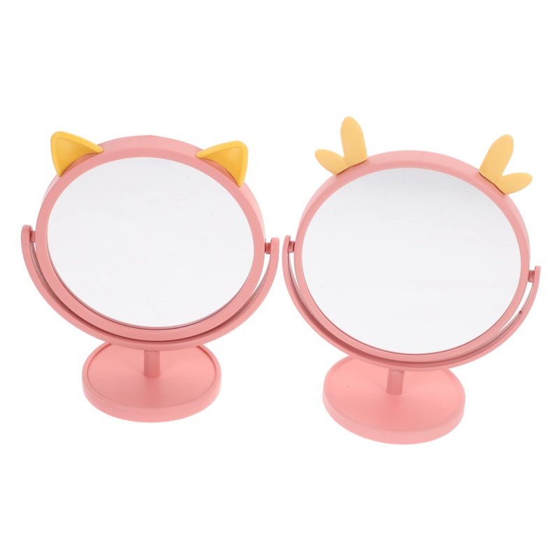 2pcs Desktop Makeup Vanity Mirror Portable Standing Adjustable for Bathroom Bedroom - Image 2