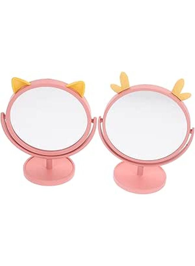 2pcs Desktop Makeup Vanity Mirror Portable Standing Adjustable for Bathroom Bedroom - Image 1