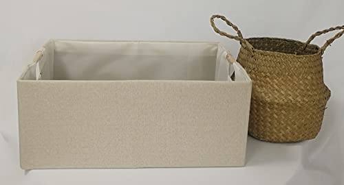 FUULOXE Storage Bin for Shelves Rectangle Closet Baskets Foldable Box with Handles Beige Shelf Baskets Toy Boxes for Home Office Car Dormroom - Image 3