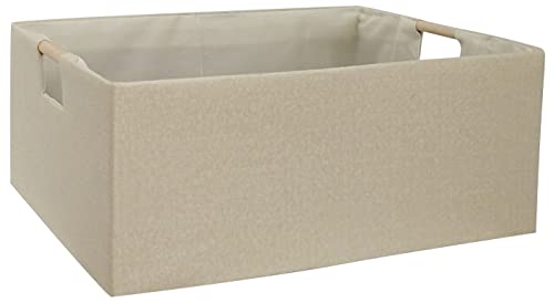FUULOXE Storage Bin for Shelves Rectangle Closet Baskets Foldable Box with Handles Beige Shelf Baskets Toy Boxes for Home Office Car Dormroom - Image 1