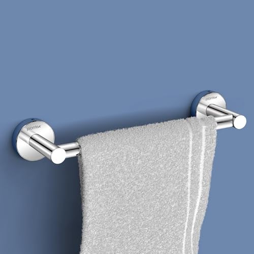 Plantex Stainless Steel Single Towel Rod with Hooks/Towel Holder for Bathroom/Towel Bar/Bathroom Accessories (24-inch/Chrome - 1005) - Image 1