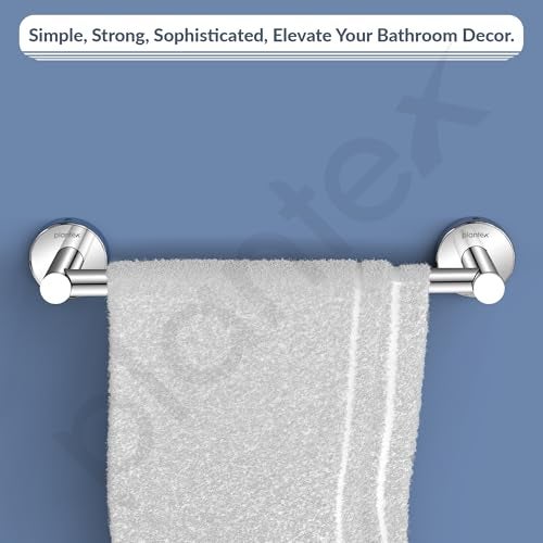 Plantex Stainless Steel Single Towel Rod with Hooks/Towel Holder for Bathroom/Towel Bar/Bathroom Accessories (24-inch/Chrome - 1005) - Image 4
