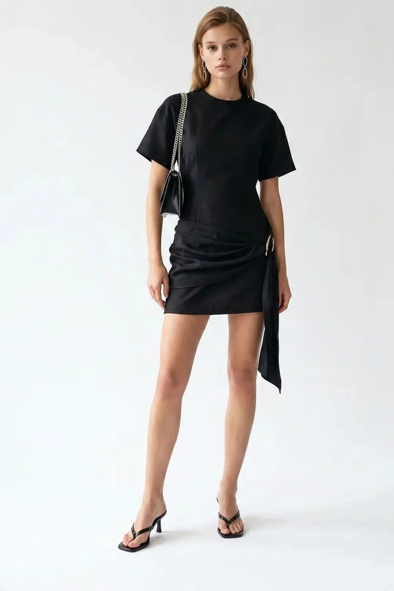 ميكسراي MIXRAY Crepe Woven Mini Dress