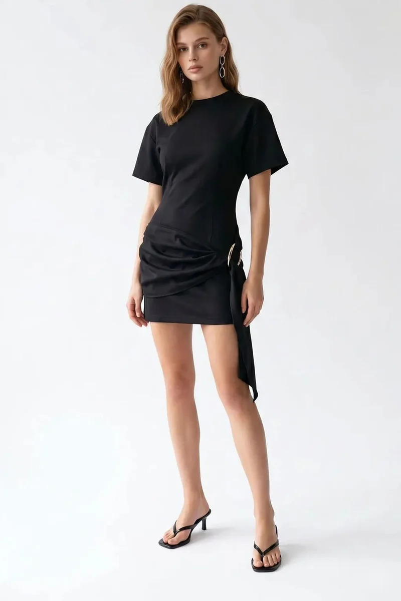 ميكسراي MIXRAY Crepe Woven Mini Dress