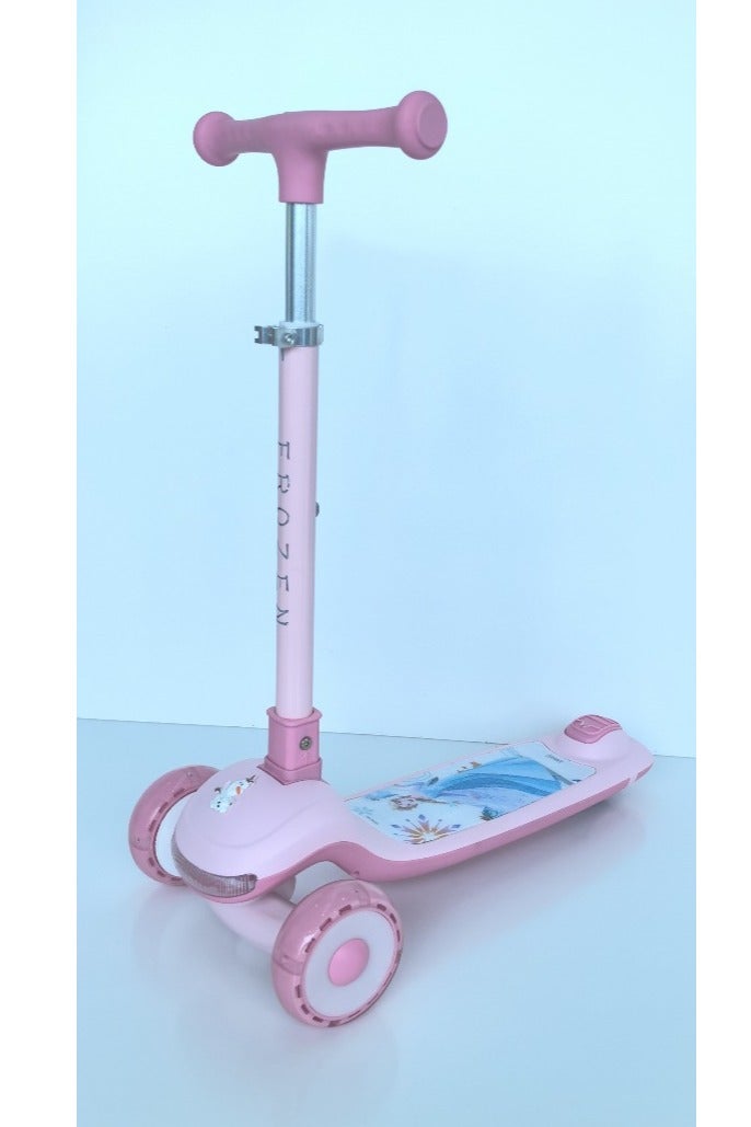 Mesuca سكوتر ثلاثي العجلات للأطفال من فروزن مع عجلات مضيئة – ركوب مستقر للأطفال الصغار | سكوتر ثلاثي العجلات للفتيات – سكوتر للأطفال بتصميم إلسا وآنا | ركوب آمن وممتع في الهواء الطلق للفتيات - Image 2