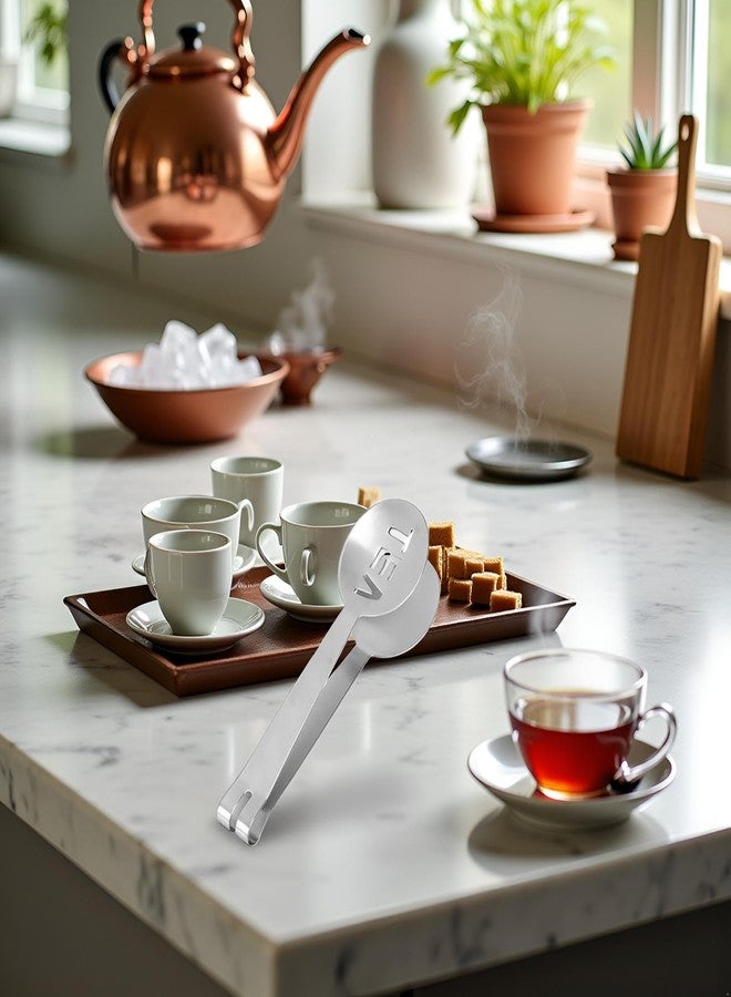 Labriciyon 1Pc Silver Tea Bag Squeezer,Stainless Steel Oval Tea Bag Squeezer Tongs,Tea Filter Clamp Tea Strainer Holder Clip,Suitable for Gripping Ice Cube,Sugar(12.3cm) Small in Size,Tea Filters - Image 4