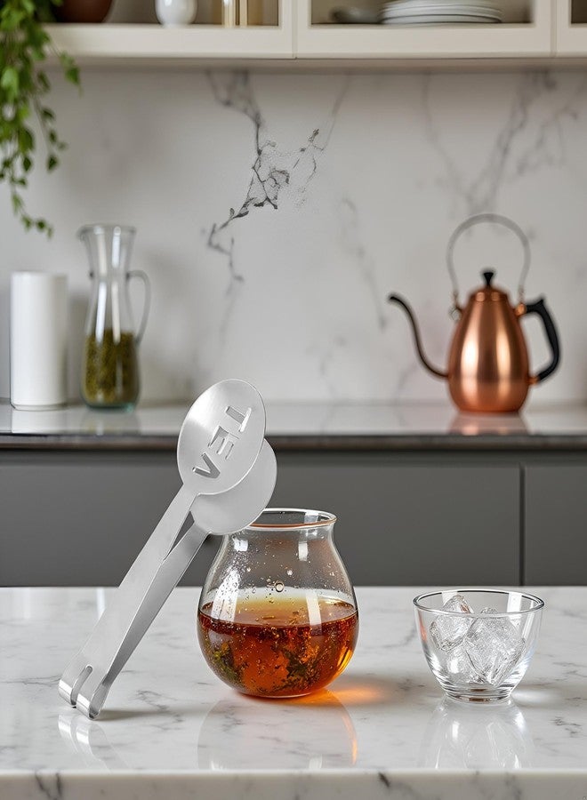 Labriciyon 1Pc Silver Tea Bag Squeezer,Stainless Steel Oval Tea Bag Squeezer Tongs,Tea Filter Clamp Tea Strainer Holder Clip,Suitable for Gripping Ice Cube,Sugar(12.3cm) Small in Size,Tea Filters - Image 5