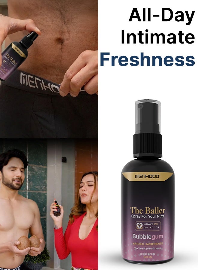 Menhood The Baller Fresh Intimate Perfume for Men | All Day Freshness | Helps Prevent Itching, Sweating & Irritation | 100 ml (Bubble Gum Fragrance) - Image 1