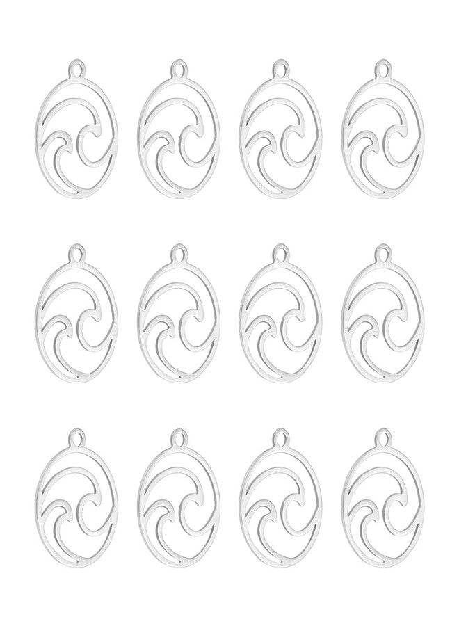 UNICRAFTALE 12pcs Stainless Steel Wave Charms Round Hollow Pendants Ring With Ocean Wave Charm Metal Small Charms for Bracelet Necklace Jewelry Making - Image 1