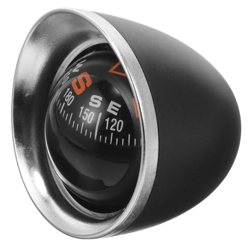Black Car Dashboard Compass Ball with Adhesive Mount for Vehicle and Boat Navigation - Image 2