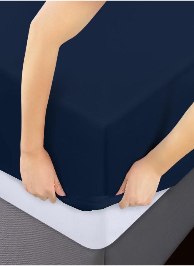 Utopia Bedding Twin Fitted Sheet - Bottom Sheet - Deep Pocket - Soft Microfiber - Shrinkage and Fade Resistant - Easy Care - 1 Fitted Sheet Only (Navy)