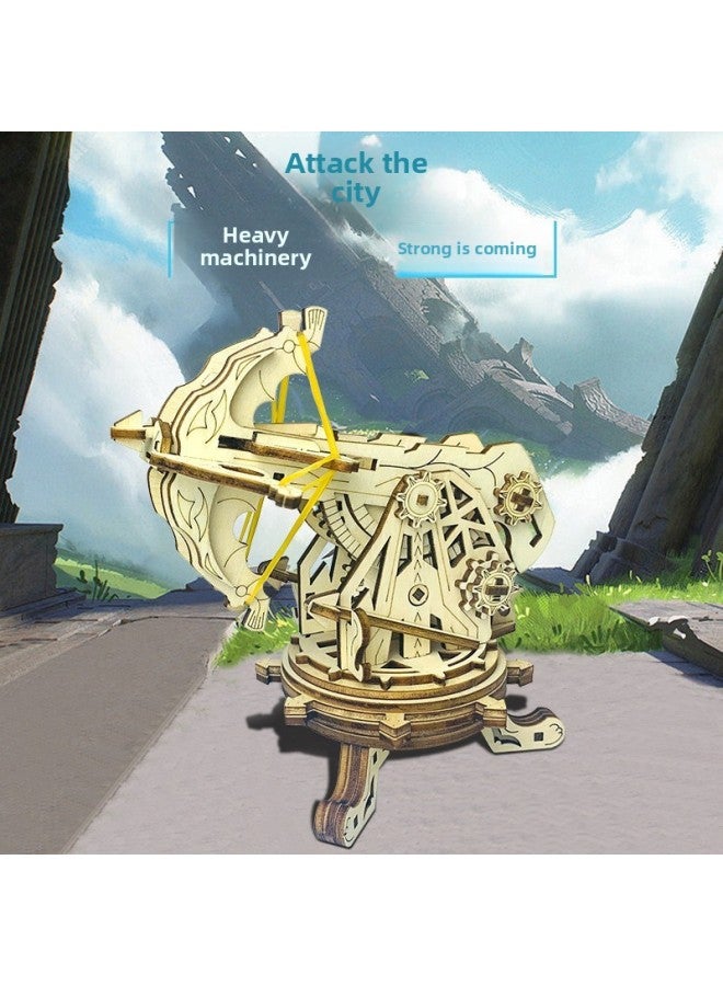 حلي خشبية مبتكرة ثلاثية الأبعاد مجمعة يدويًا، ألعاب تفاعلية بين الوالدين والطفل للأطفال ثلاثية الأبعاد لغز الحصار والنشاب - اللون: دعم القوس والنشاب الحصار المخصص - Image 1