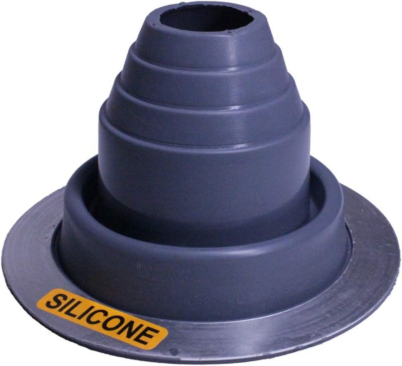 Flashers #2 Silicone Grey High Temp Round Flexible Roof Jack Pipe Boot Metal Roofing Pipe Flashing (Pipe OD 1-3/4" to 3-1/4") - 100% Made in The USA - Image 1
