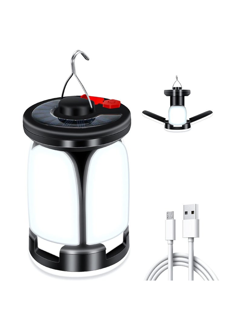 Ultra Bright LED Camping Lantern with 60 LEDs, USB & Solar Rechargeable, 6 Light Modes for Camping, Fishing, Hiking, Outdoor Parties - Includes USB Cable.  - Image 1