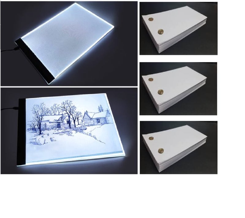 IMPRINT Flip Book Kit|Set Of 3 Flip Books|With A4 Led Tracing Pad,White - Image 1