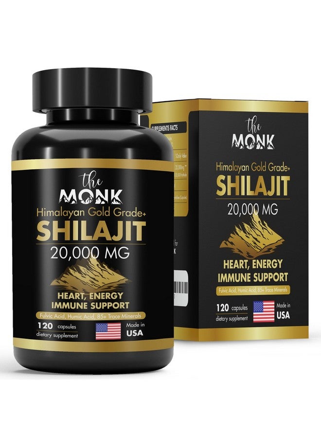 The Monk Organic Shilajit with Fulvic Acid, Humic Acid, 85+ Minerals- Gold Grade Plus - Same as Resin - Energy, Stamina, Brain Support - 120 Capsules - Made in The USA - Image 1