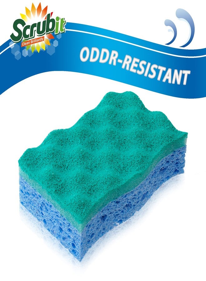 SCRUBIT Multi-Use Scrub Sponge - Non-Scratch Kitchen Sponges for Dishes, Pots & Pans - Heavy Duty & Odor-Free Rippled Scrubbing Pad, Designed for Tough Cleaning Jobs, 6 Count - Image 2