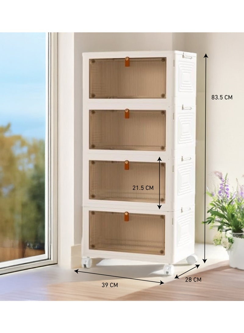 AGD Plastic Storage Boxes with Lids, Stackable with Wheels, Multi-Purpose Foldable Storage Containers for Home and Office - Image 5