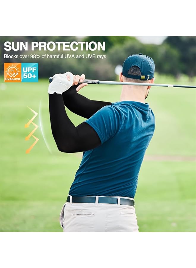 YARDHOBI Arm Sun Sleeves Compression Arm Sleeves for Men Women with Thumb Hole UPF 50 UV Sun Protection Cooling Compression Sleeves to Cover Arms for Cycling Driving Outdoor Sports (3 Pair) - Image 3