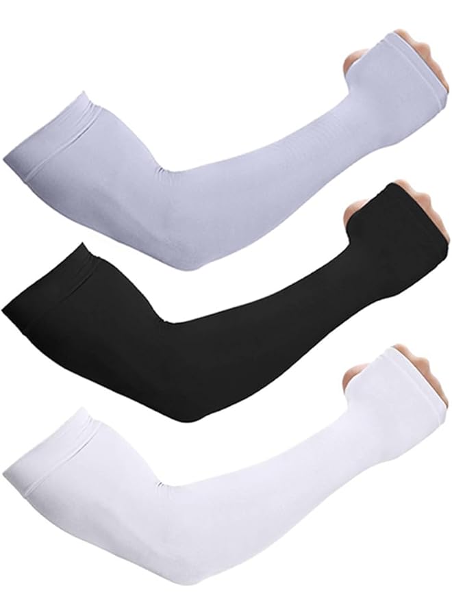 YARDHOBI Arm Sun Sleeves Compression Arm Sleeves for Men Women with Thumb Hole UPF 50 UV Sun Protection Cooling Compression Sleeves to Cover Arms for Cycling Driving Outdoor Sports (3 Pair) - Image 1
