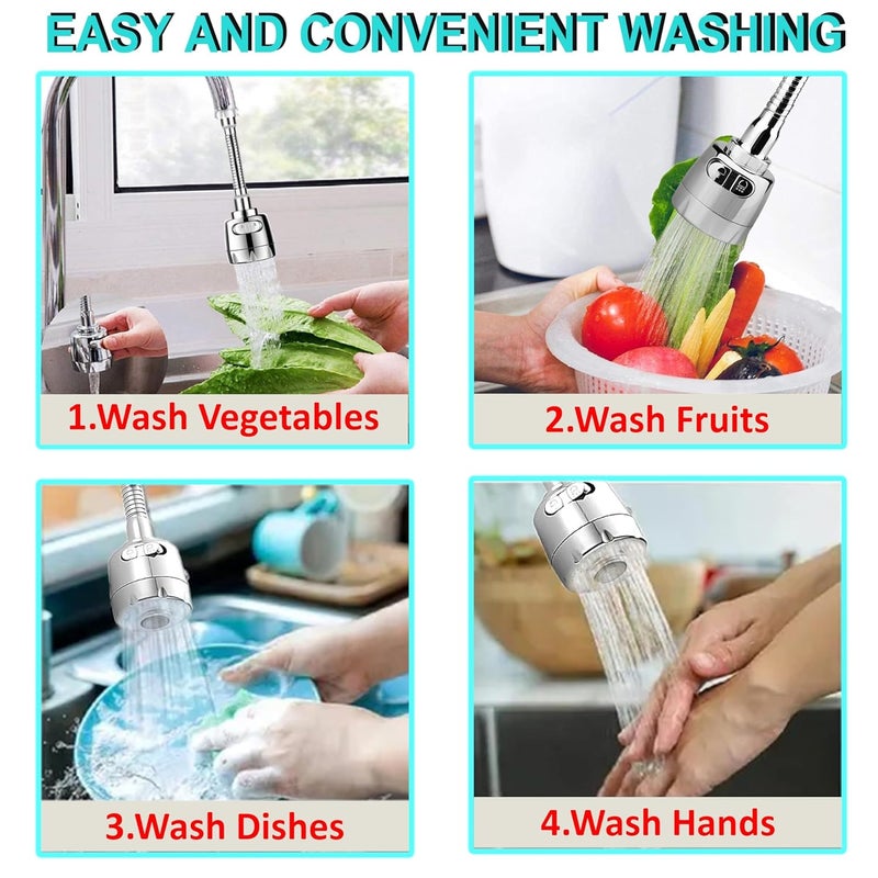 CLINTON ملحق رش صنبور الحوض بزاوية 360 درجة مع 2 وضعيات موسع مرن لصنبور المطبخ - Image 3