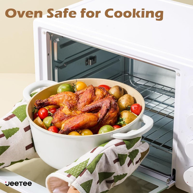 Jeetee Ceramic Cookware Set, 13 Pcs Pots and Pans Set Nonstick with Rotation Removable Handles, Healthy Non-Toxic Cooking Set for All Stoves, Stackable Pots Pans, Oven Safe, PFOA/PFOS Free, Cream - Image 4