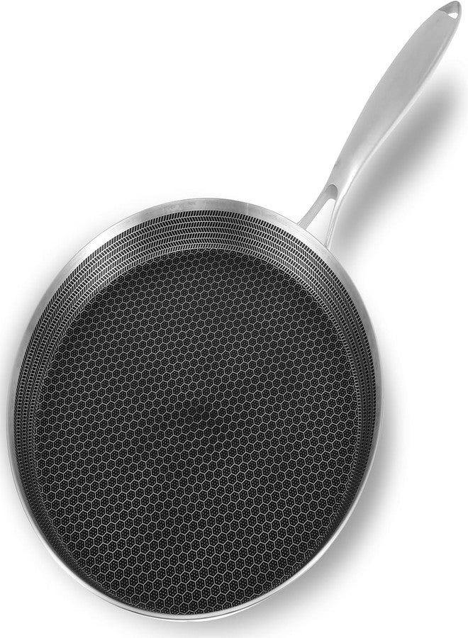 JUGTE Stainless Steel Honeycomb Frying Pan Non-Stick Pan with Stainless Steel Handle Stay Cool Non Toxic Dishwasher and Oven Safe Suitable for All Hob Types (26 CM DOSA) - Image 1
